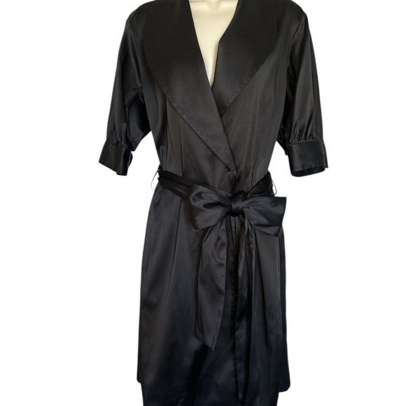 Black Midi Dress with Wrap Front - Picture 1 of 10